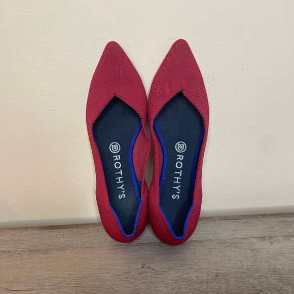 Rothy's "The Point" Pointed Toe chili Red Slip On ballerina Flats Shoes 9 - Picture 5 of 8